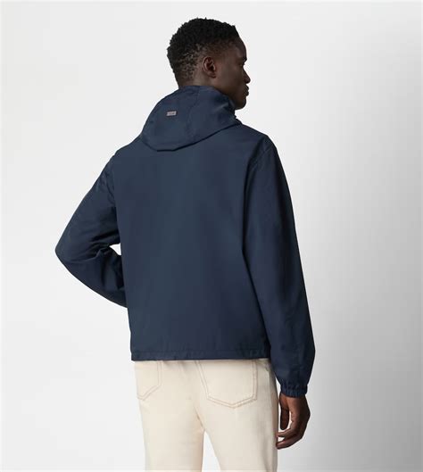 Technical fabric windbreaker with hood 